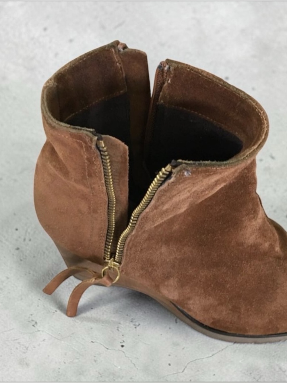 Fabianelli Italian Suede Wedge Ankle Boots, Brown, EU 38 🍂 - Picture 7 of 11